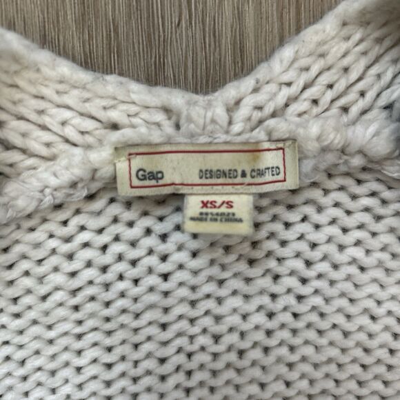 GAP Open Cardigan Sweater Womens XS / Small Oversize White Black Soft Wool Blend - Picture 3 of 10